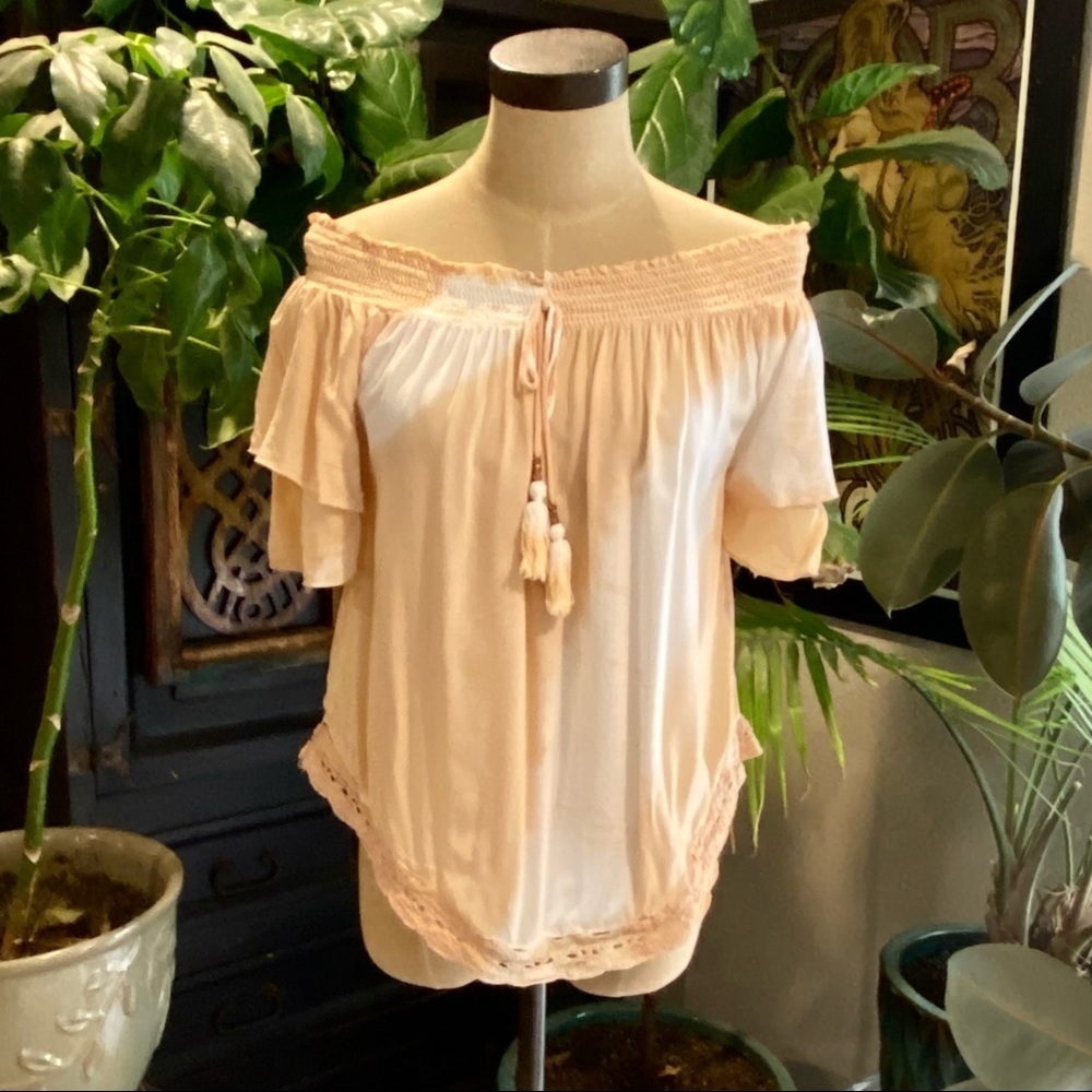 Surf Gypsy Tassel off shoulder tie dye beach top